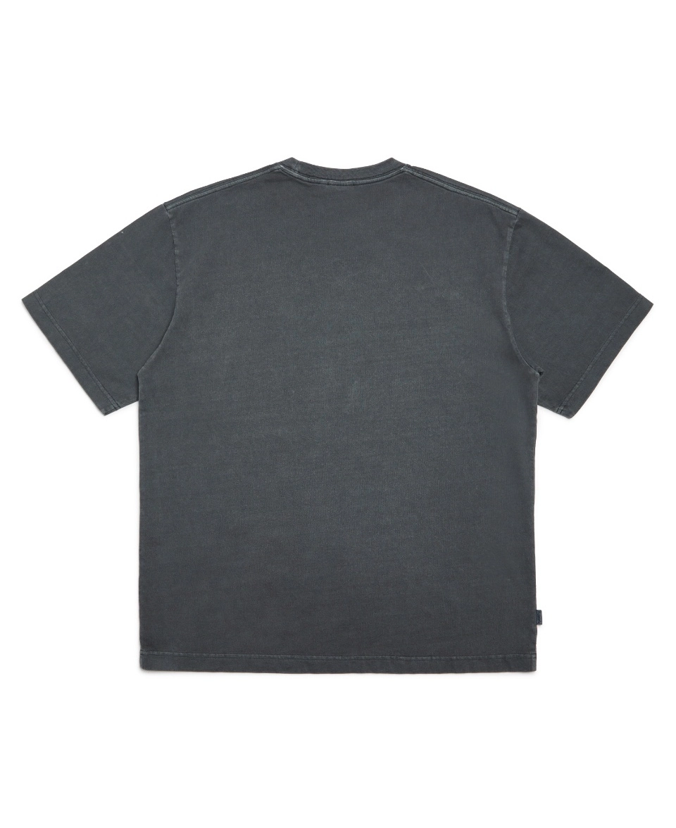 Áo Phông Markgon Logo Nhỏ Nhuộm Pigment Vintage - Dark Grey Form Rộng - Ảnh chi tiết 2