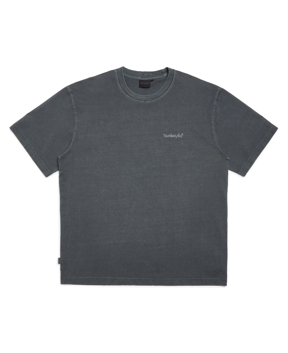Áo Phông Markgon Logo Nhỏ Nhuộm Pigment Vintage - Dark Grey Form Rộng