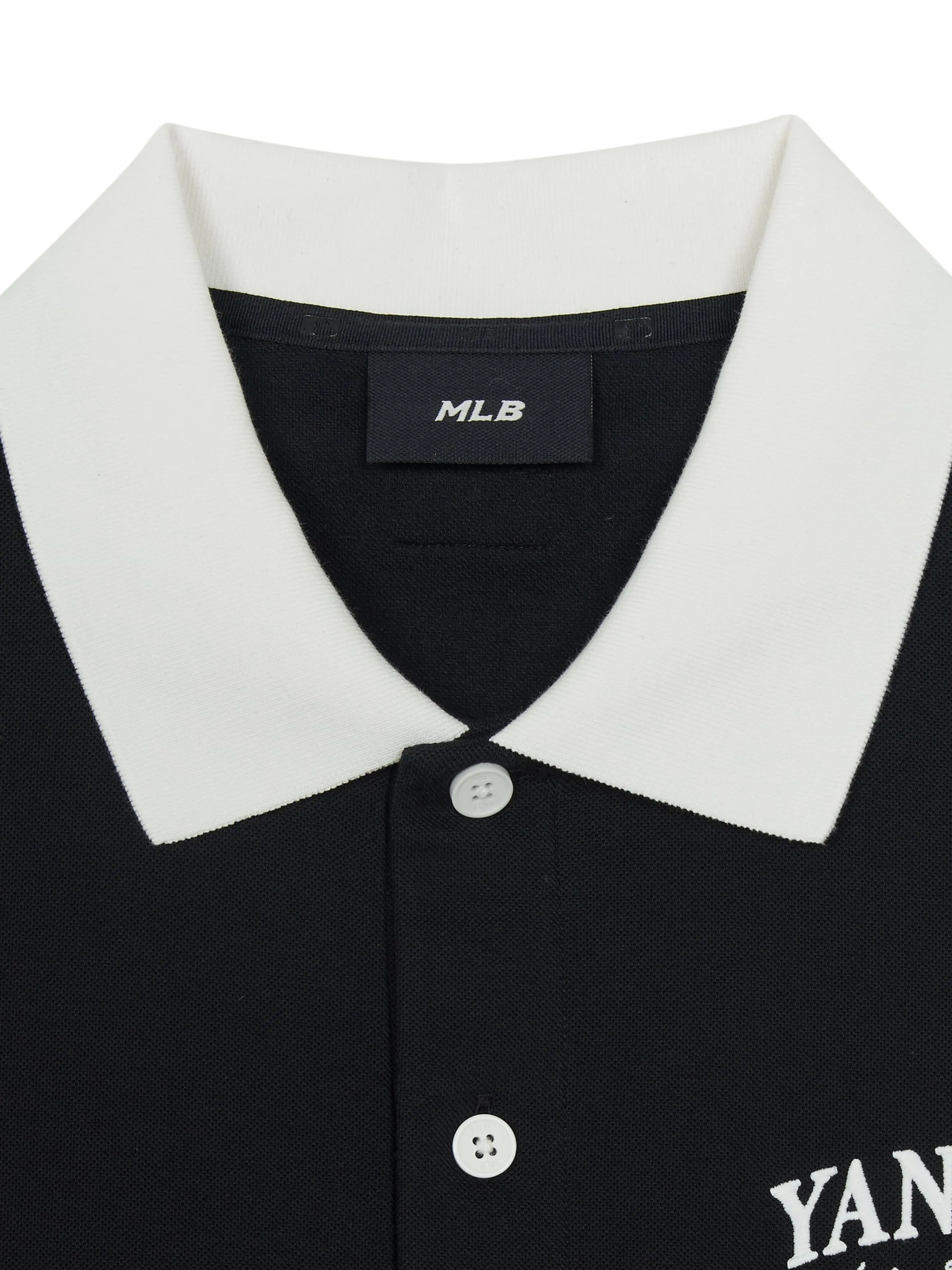 Áo Polo Unisex MLB Basic Small Letter Comfortable Fit Collared New York Yankees Black - Ảnh chi tiết 4