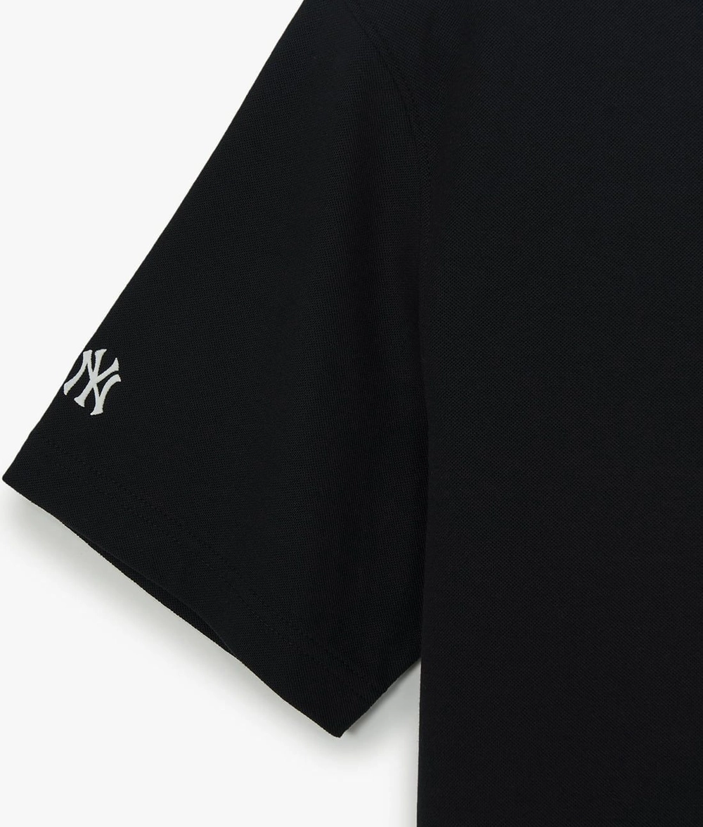 Áo Polo Unisex MLB Basic Small Letter Comfortable Fit Collared New York Yankees Black - Ảnh chi tiết 4