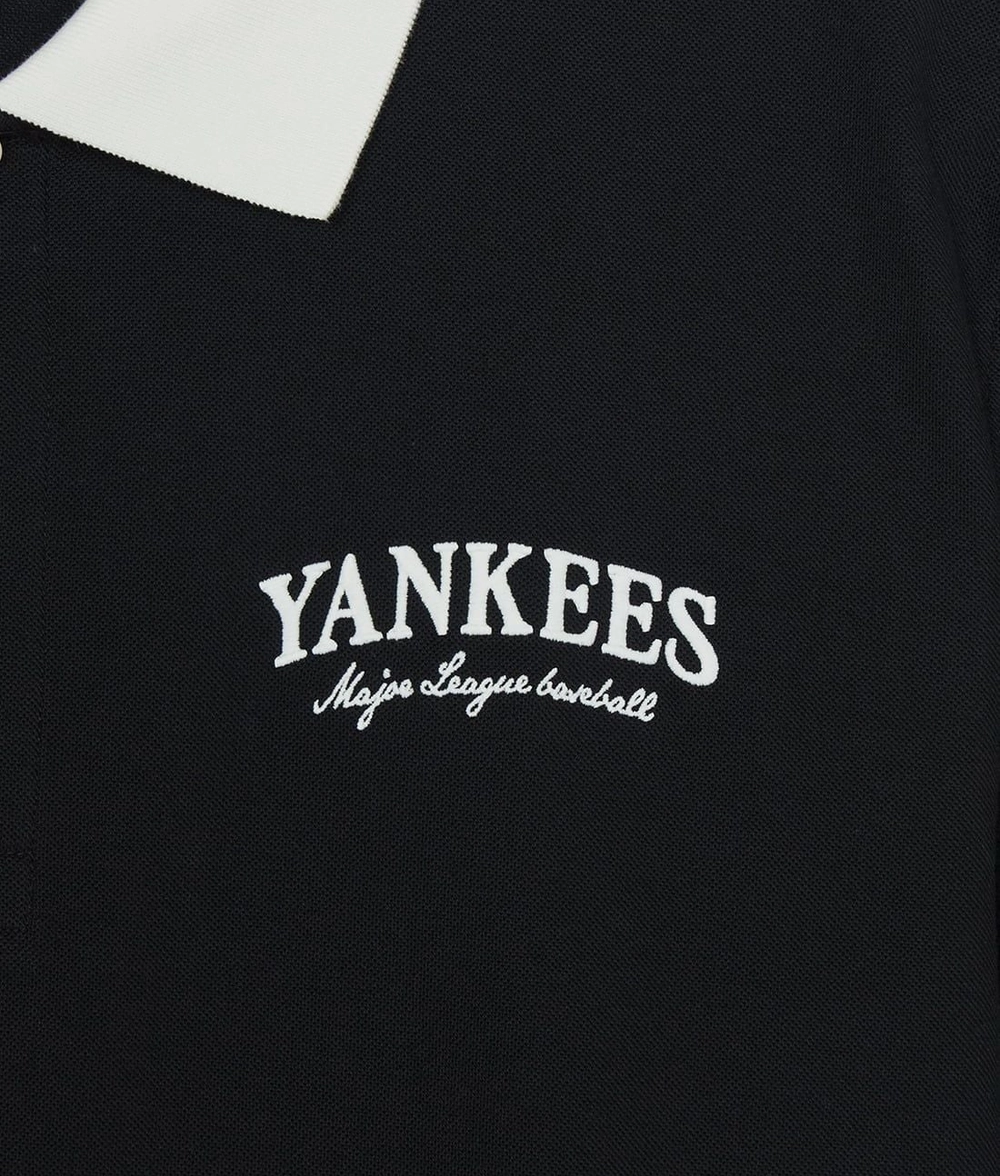 Áo Polo Unisex MLB Basic Small Letter Comfortable Fit Collared New York Yankees Black - Ảnh chi tiết 7