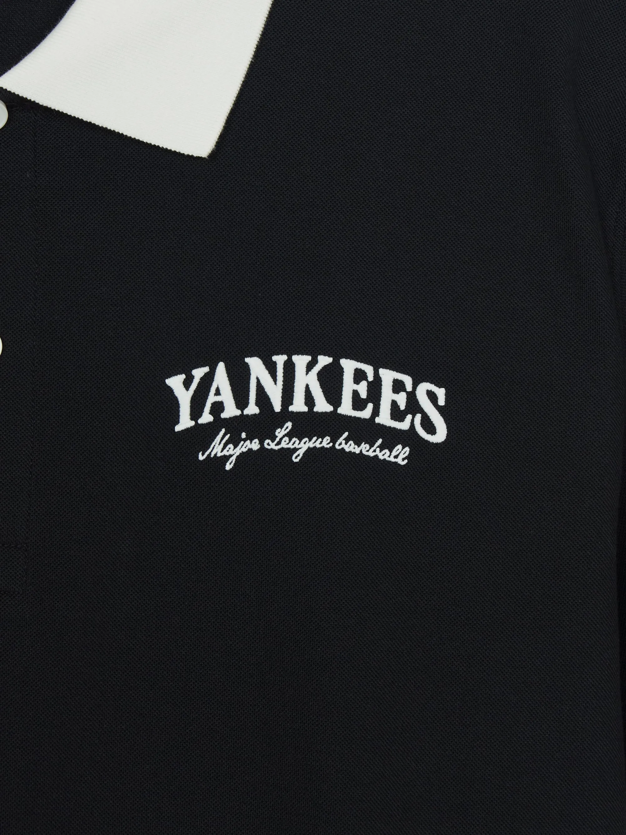 Áo Polo Unisex MLB Basic Small Letter Comfortable Fit Collared New York Yankees Black - Ảnh chi tiết 6