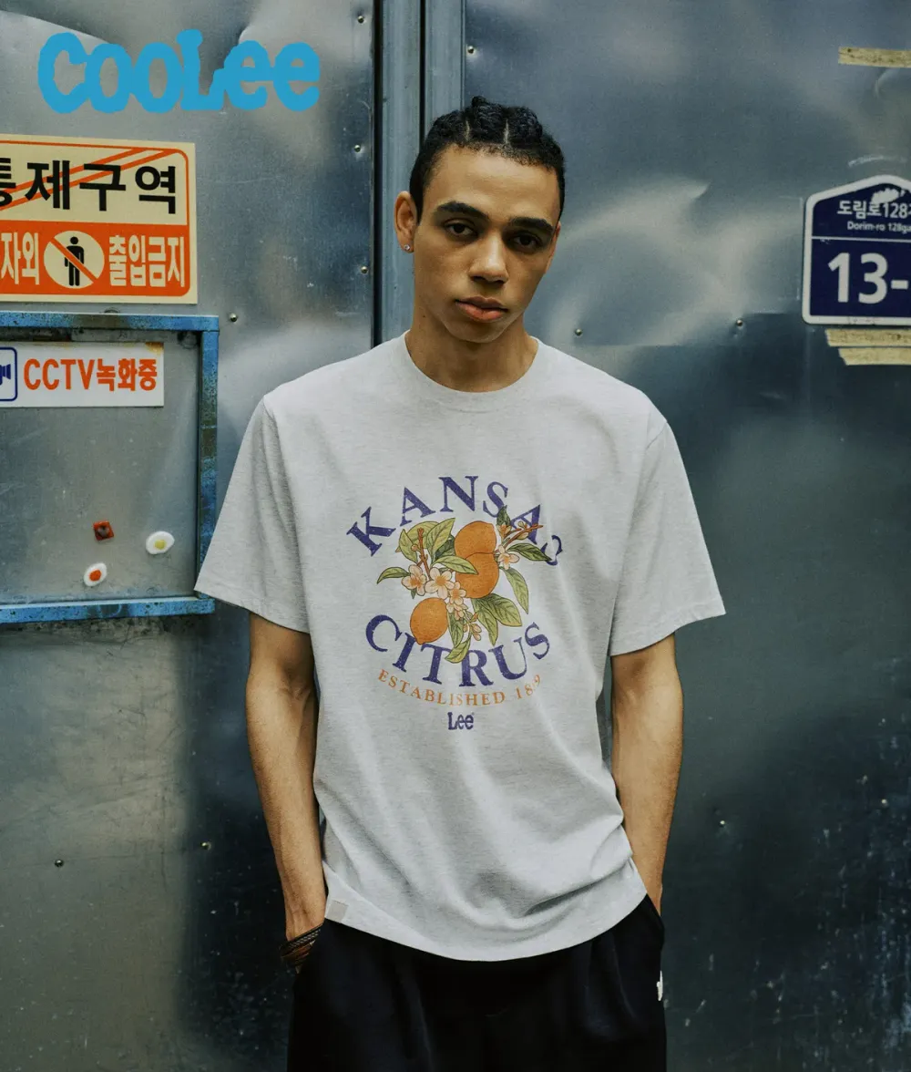 Áo Thun Tay Ngắn Form Unisex Citrus Graphic Màu Xám - Ảnh chi tiết 6