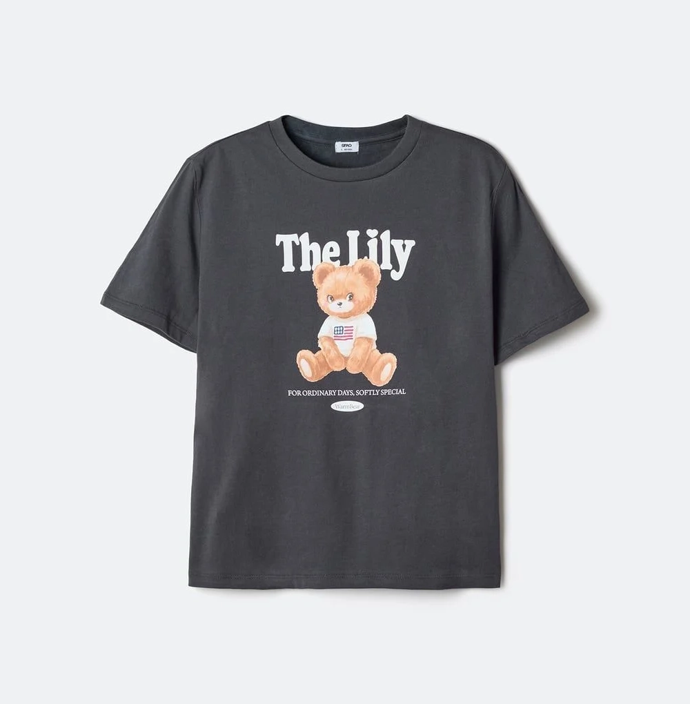 Áo Thun Nữ Spao The Lily Màu Than Chì