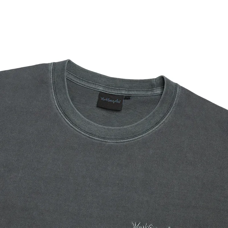 Áo Phông Markgon Logo Nhỏ Nhuộm Pigment Vintage - Dark Grey Form Rộng - Ảnh chi tiết 4