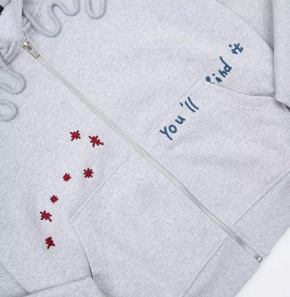 Áo Hoodie Nữ Khóa Kéo Form Boxy Màu Xám - Ảnh chi tiết 5