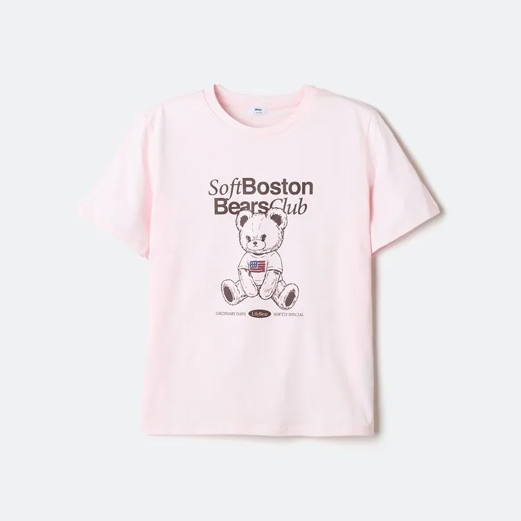Áo Phông Nữ Spao Gấu Soft Boston Pink - Ảnh chi tiết 1