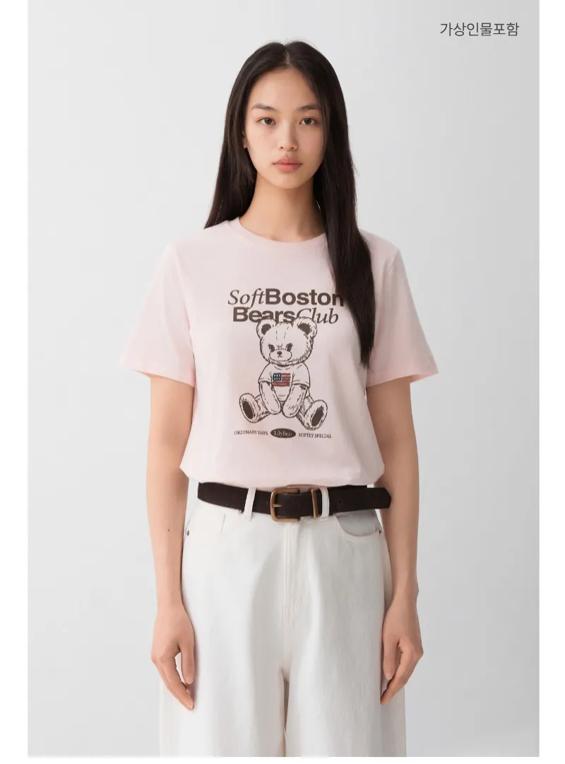 Áo Phông Nữ Spao Gấu Soft Boston Pink - Ảnh chi tiết 2