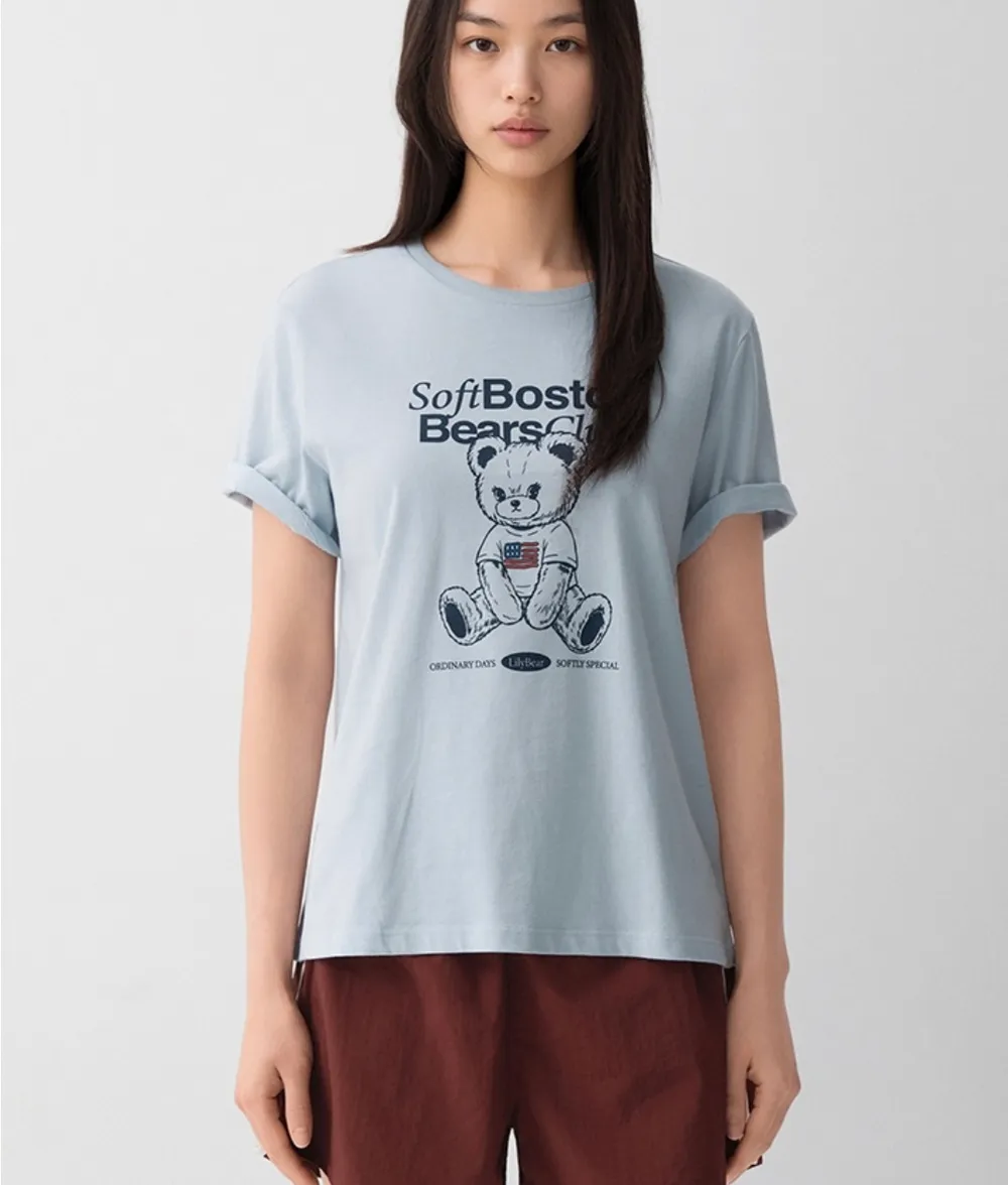 Áo Phông Nữ Spao Gấu Soft Boston Blue - Ảnh chi tiết 2