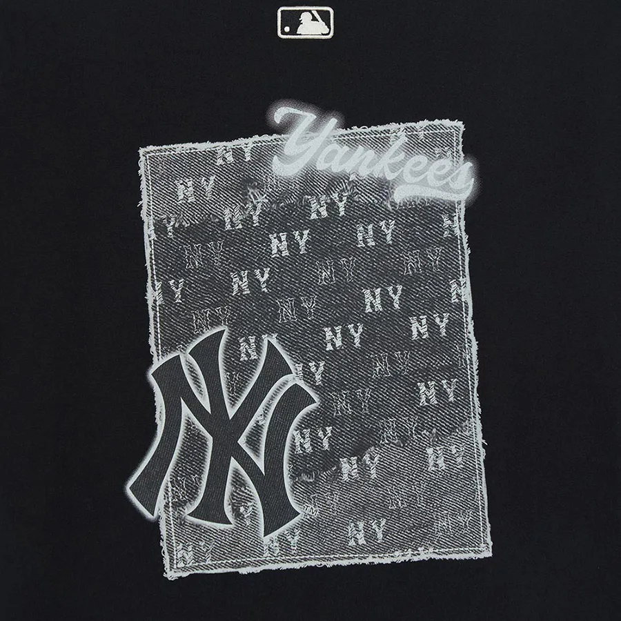 Áo Phông Unisex MLB Vintage Denim NY Màu Đen - Ảnh chi tiết 5