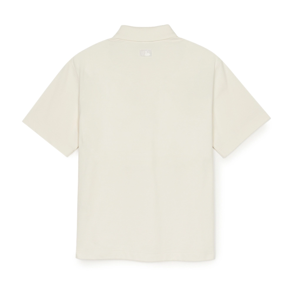 Áo Polo Unisex MLB Basic Coopers Logo Overfit NY Màu Kem - Ảnh chi tiết 4
