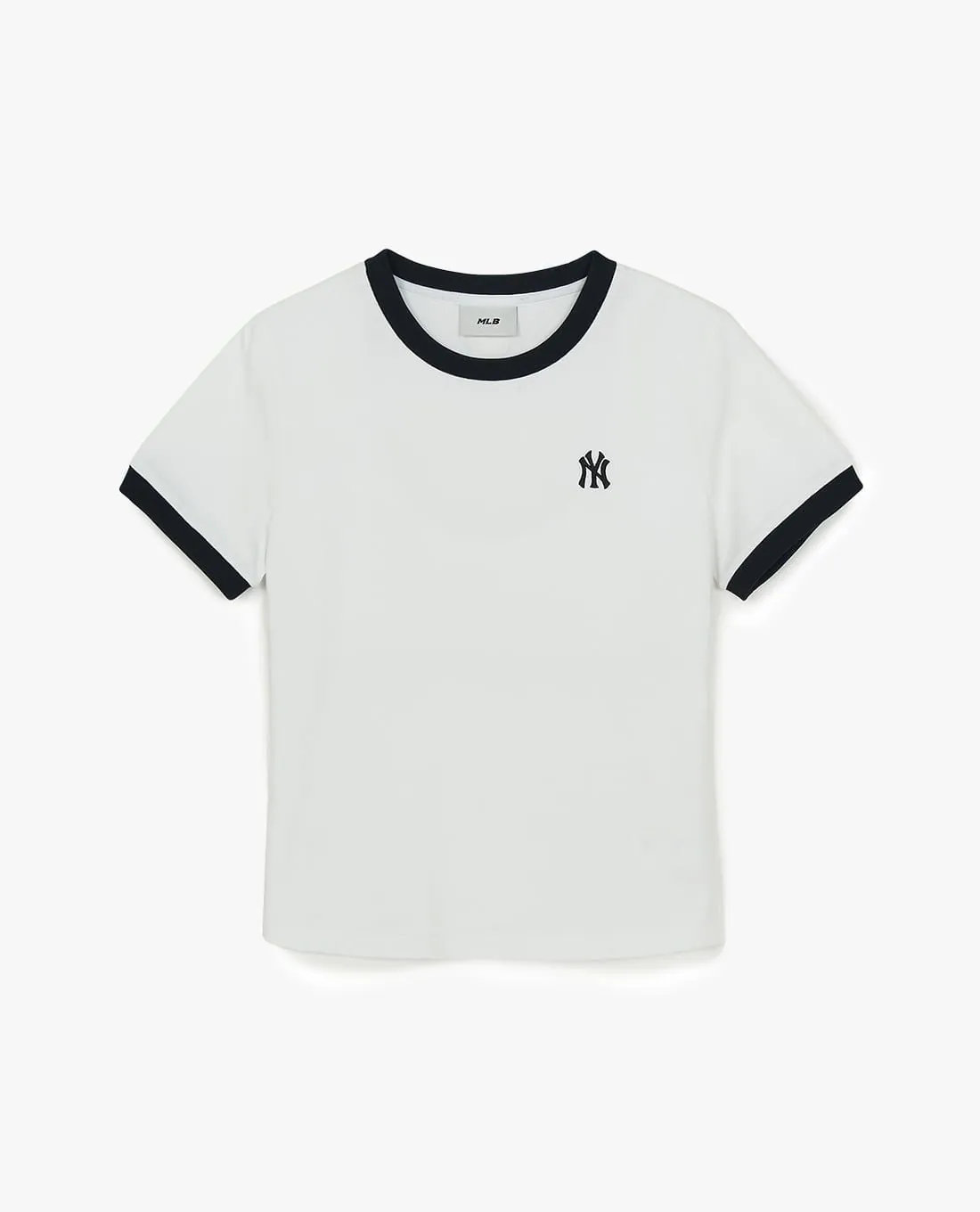 Áo Phông Nữ MLB Basic Small Logo Ringer Màu Trắng - Ảnh chi tiết 1