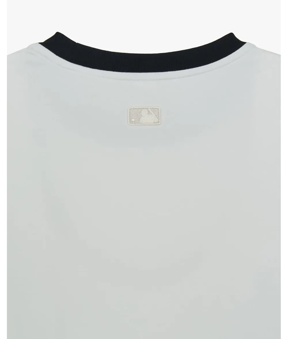 Áo Phông Nữ MLB Basic Small Logo Ringer Màu Trắng - Ảnh chi tiết 5