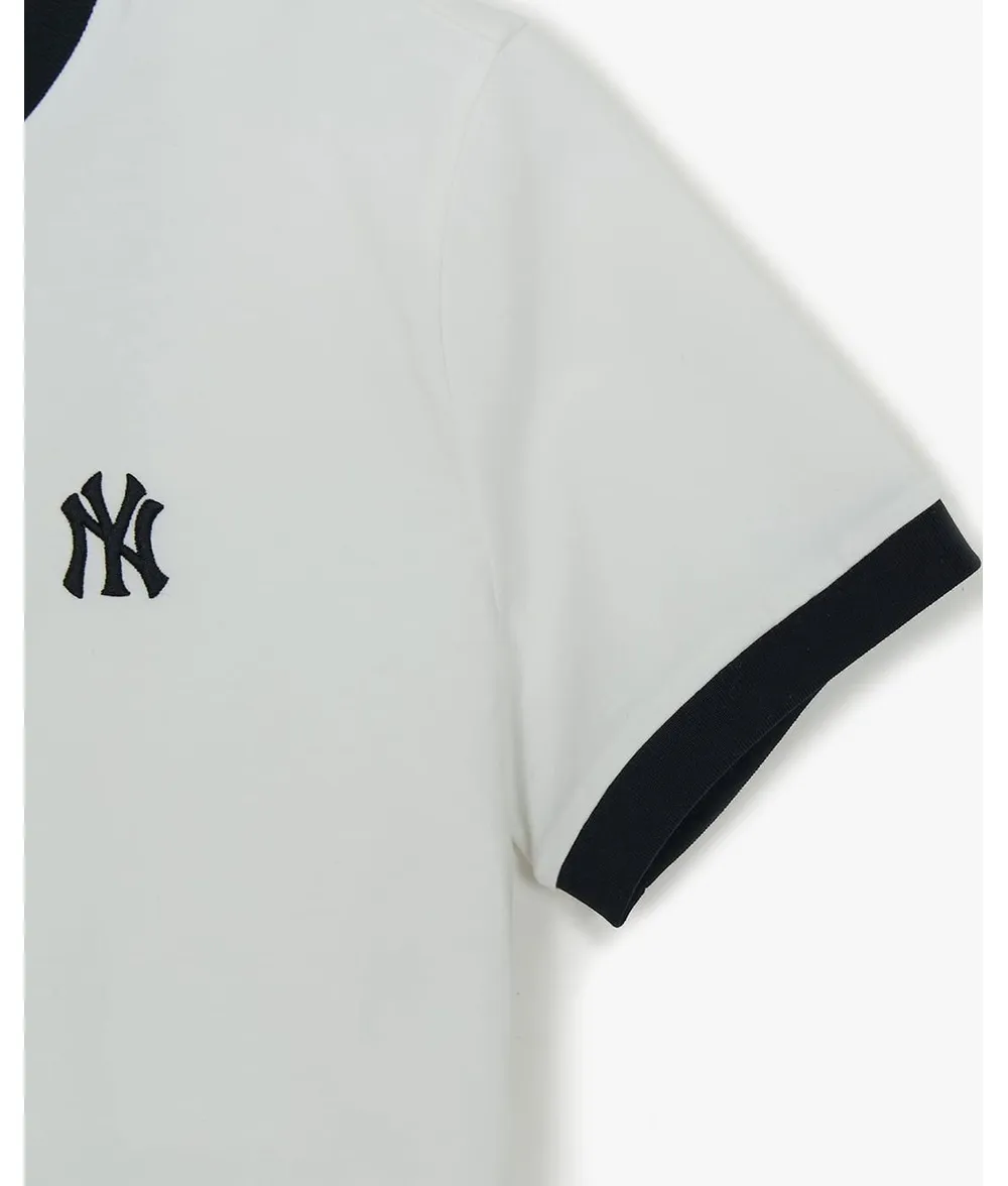 Áo Phông Nữ MLB Basic Small Logo Ringer Màu Trắng - Ảnh chi tiết 7