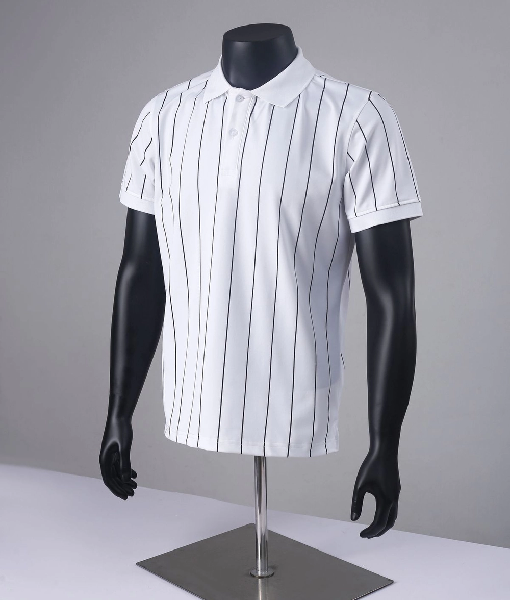 Áo Polo Nam Cổ Bẻ Ngắn Tay Vải Cá Sấu Họa Tiết Kẻ Sọc Dọc Co Giãn Style Hàn Quốc Màu Trắng Kẻ