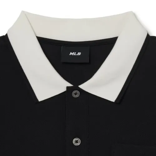 Áo Polo Nam MLB Cổ Bẻ Tay Ngắn Màu Đen - Ảnh chi tiết 4