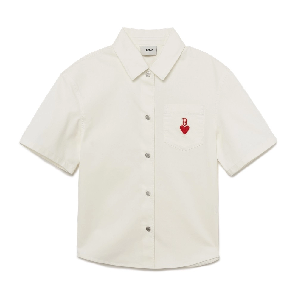 Áo Sơ Mi Nữ MLB Heart Solid Denim Boston Red Sox Cream - Ảnh chi tiết 1