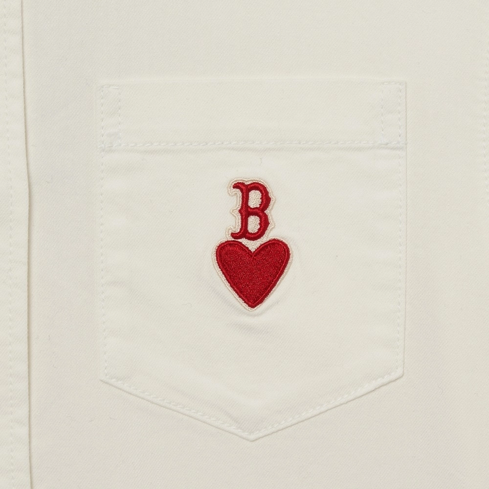 Áo Sơ Mi Nữ MLB Heart Solid Denim Boston Red Sox Cream - Ảnh chi tiết 3