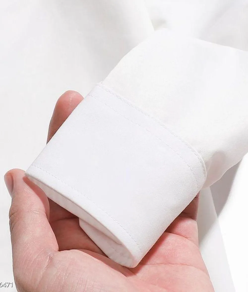 Áo Sơ Mi Nam Trơn Tay Dài Công Sở Cotton Màu Trắng - Ảnh chi tiết 6