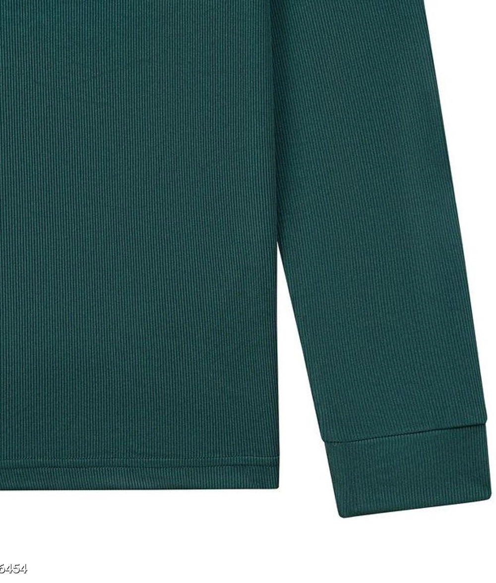 Áo Thun Body Dài Tay Nam Cổ Cao Giữ Nhiệt Vải Thun Gân Slim Fit Màu Xanh Rêu - Ảnh chi tiết 3