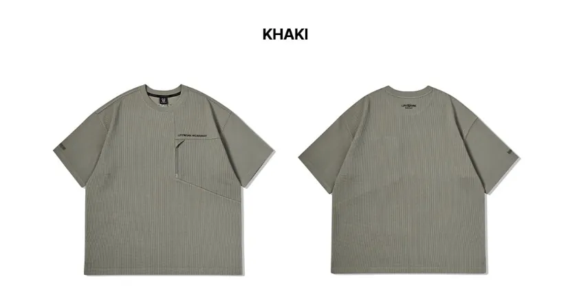 Áo Phông Lifework Waffle-style Zipper-front Khaki - góc nhìn khác