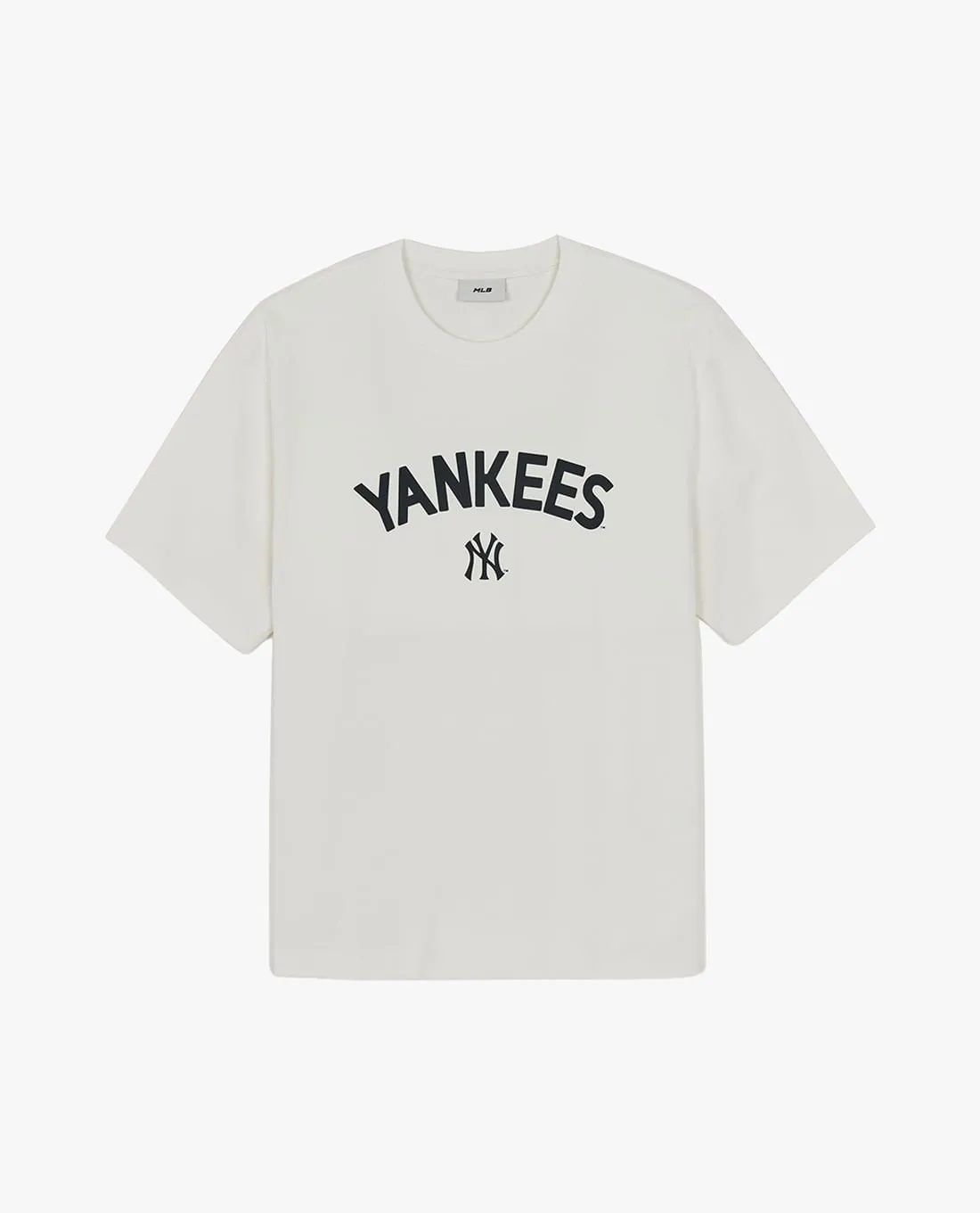Áo Thun MLB New York Yankees Lettering Logo Point Semi-Overfit Short-Sleeved Màu Trắng - Ảnh chi tiết 1