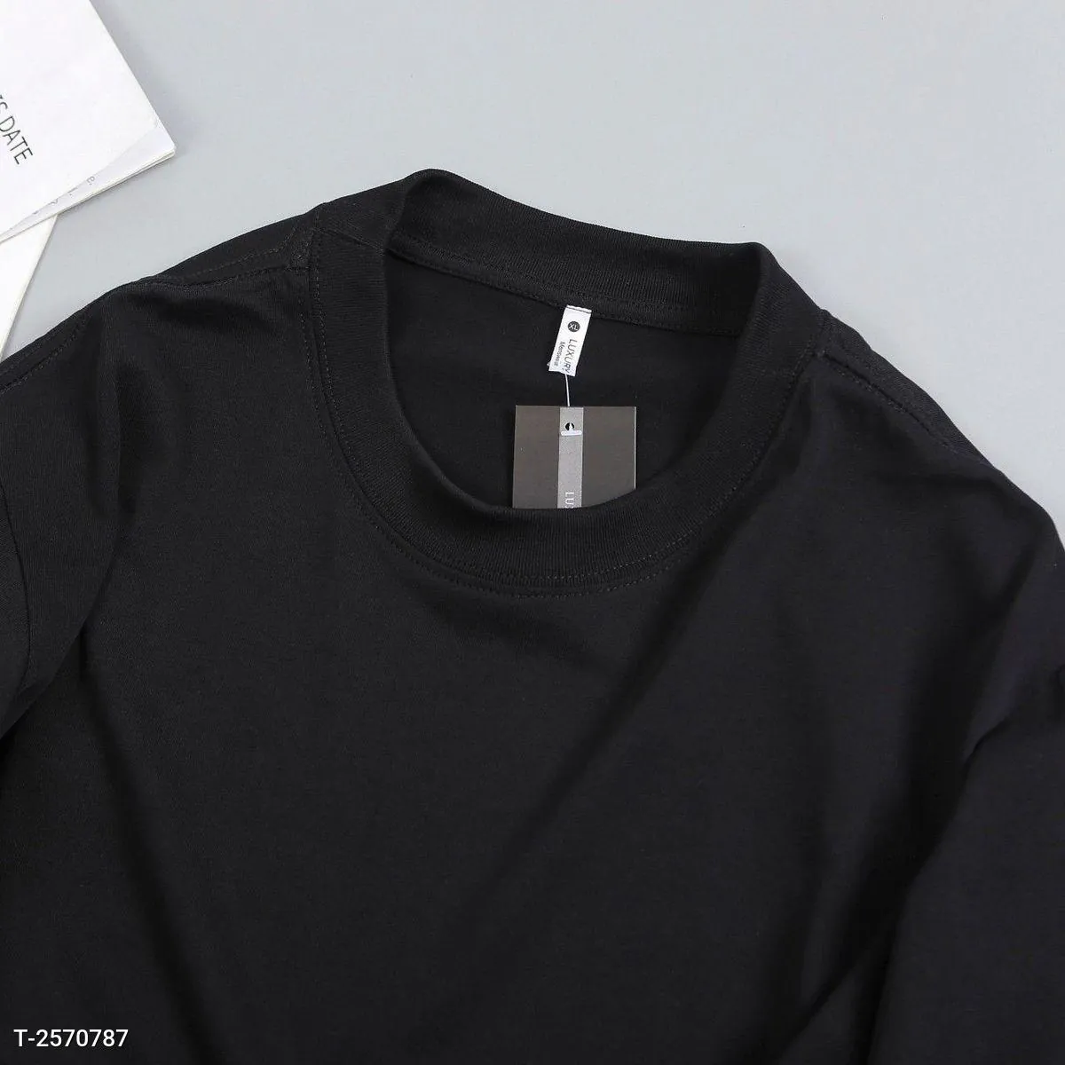 Áo Thun Nam 100% Cotton Form Basic Mềm Mại Thoáng Khí Màu Đen - Ảnh chi tiết 2