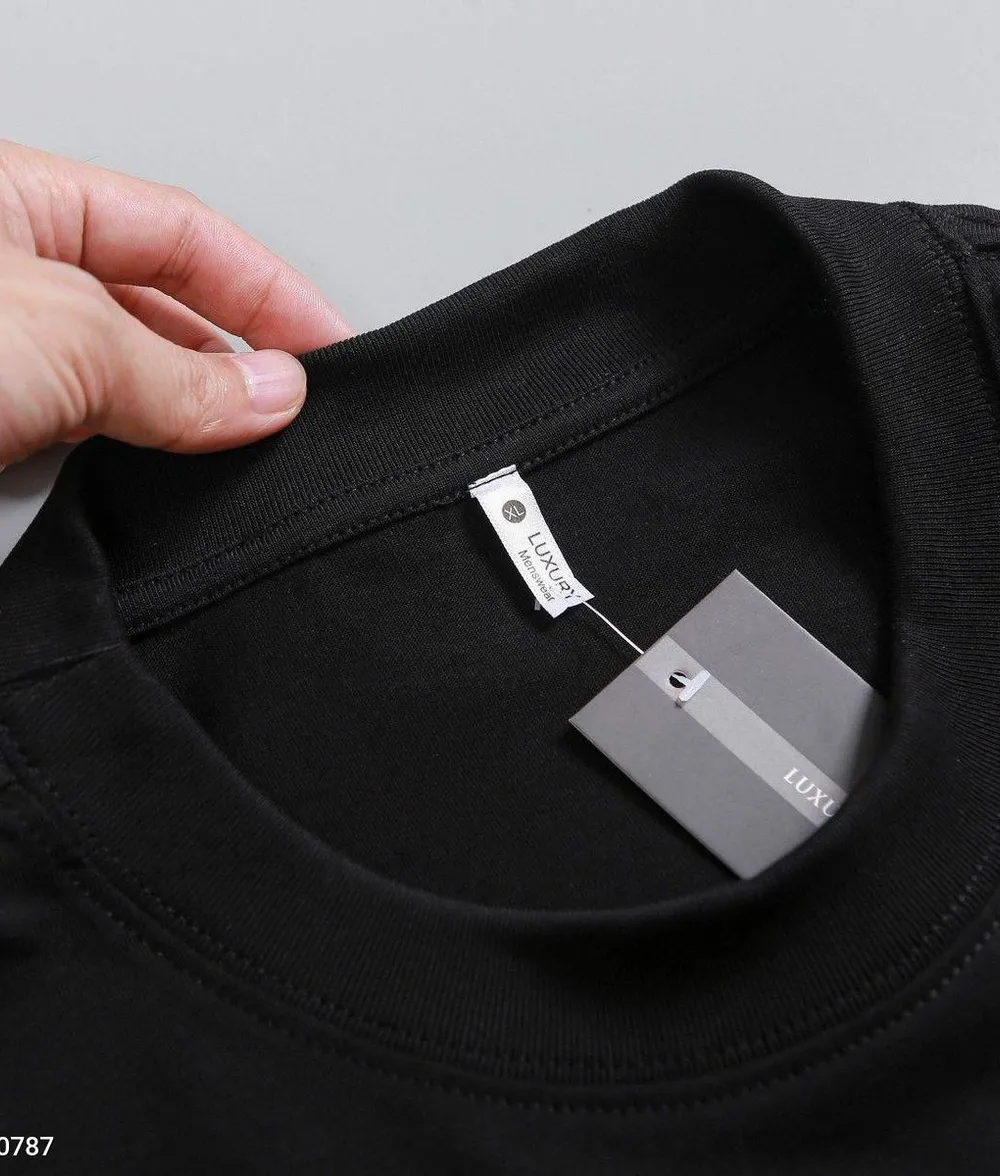 Áo Thun Nam 100% Cotton Form Basic Mềm Mại Thoáng Khí Màu Đen - Ảnh chi tiết 5