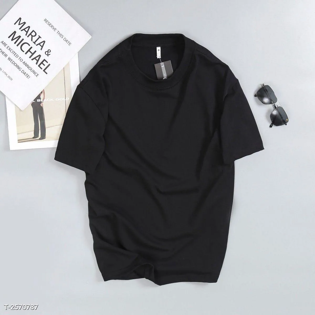 Áo Thun Nam 100% Cotton Form Basic Mềm Mại Thoáng Khí Màu Đen - Ảnh chi tiết 1