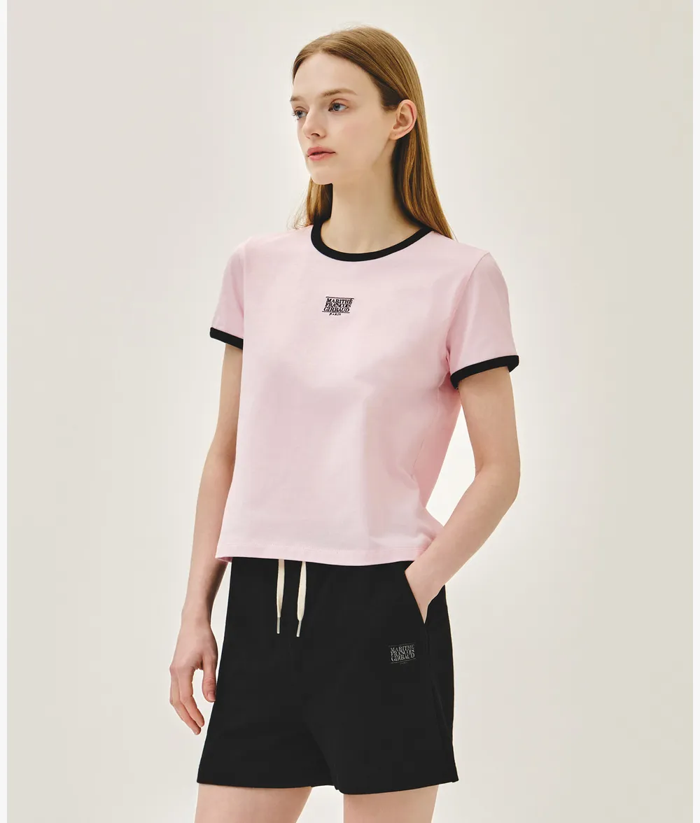 Áo Thun Nữ Marithe Classic Logo Ringer Tee Màu Hồng - Ảnh chi tiết 5