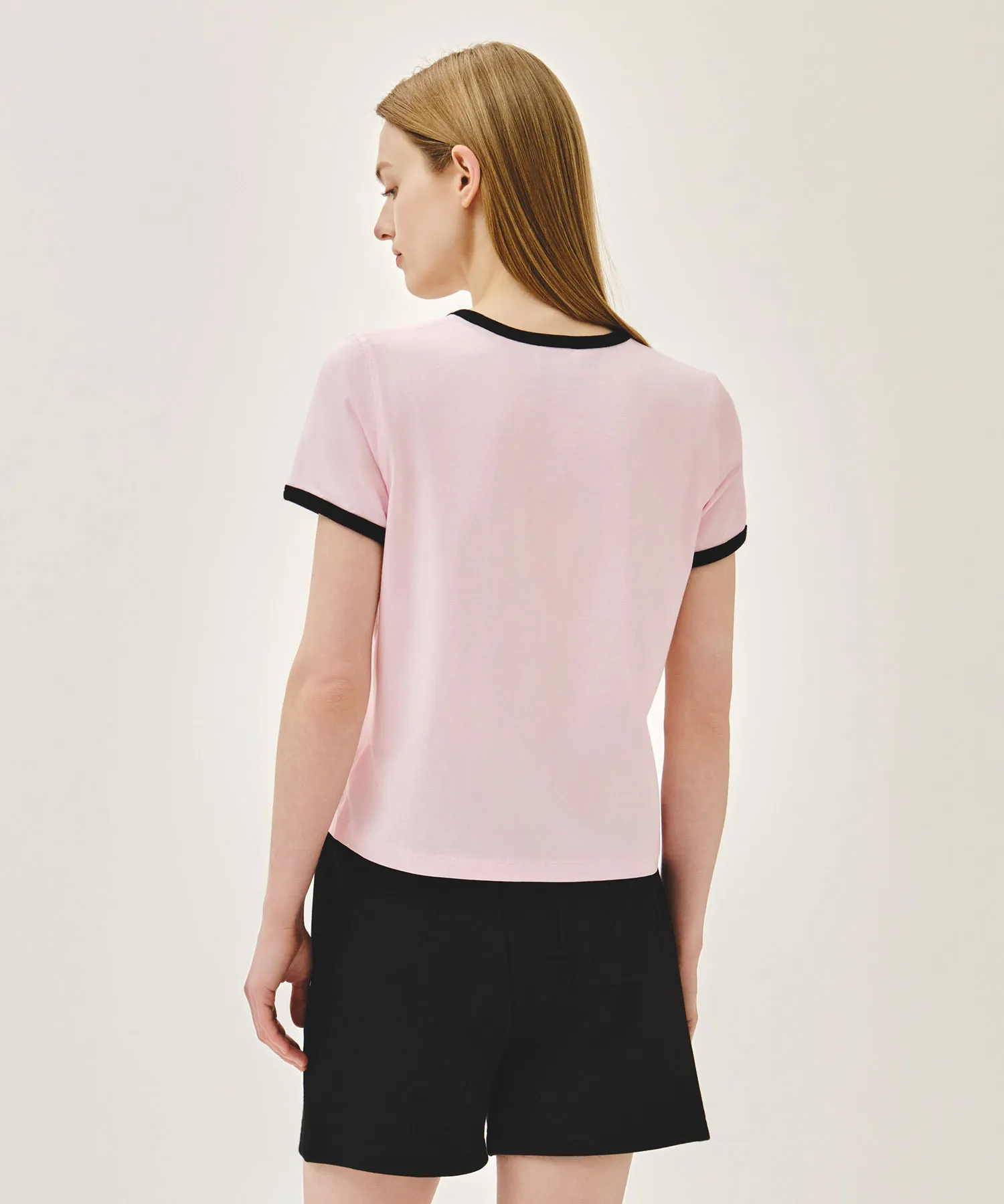 Áo Thun Nữ Marithe Classic Logo Ringer Tee Màu Hồng - Ảnh chi tiết 9