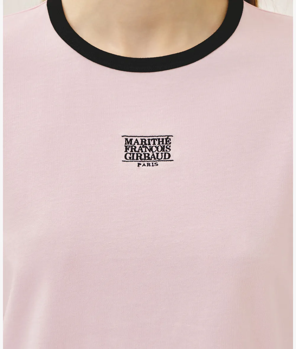 Áo Thun Nữ Marithe Classic Logo Ringer Tee Màu Hồng - Ảnh chi tiết 10