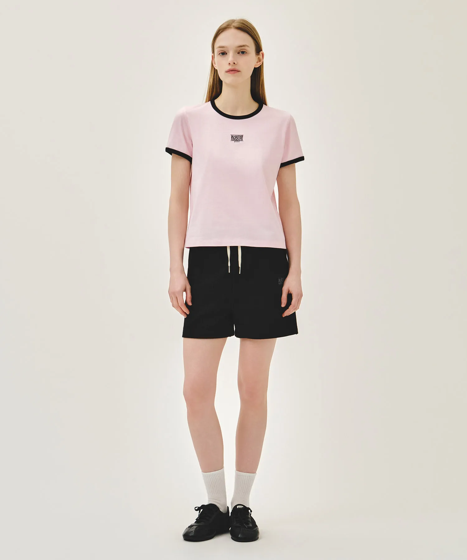 Áo Thun Nữ Marithe Classic Logo Ringer Tee Màu Hồng - Ảnh chi tiết 7