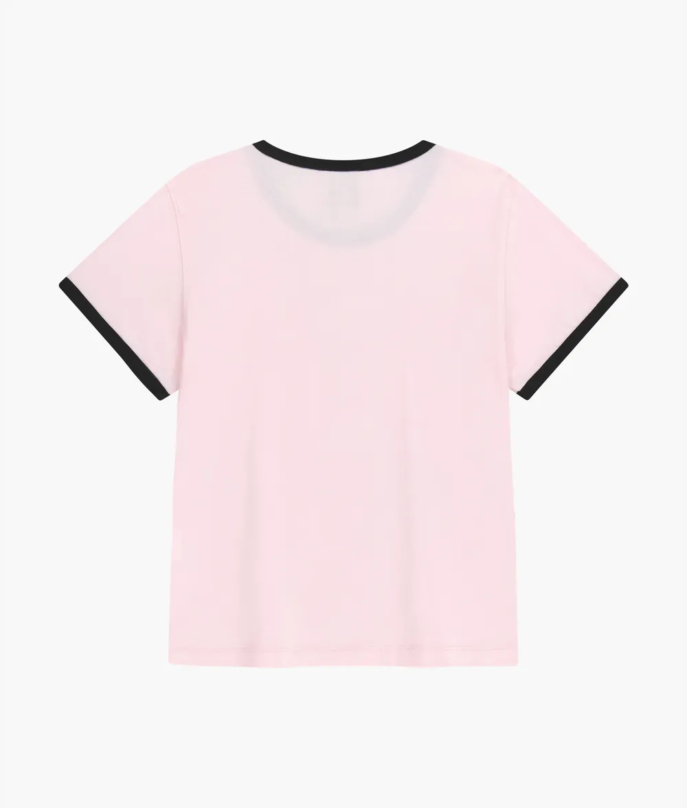 Áo Thun Nữ Marithe Classic Logo Ringer Tee Màu Hồng - góc nhìn khác