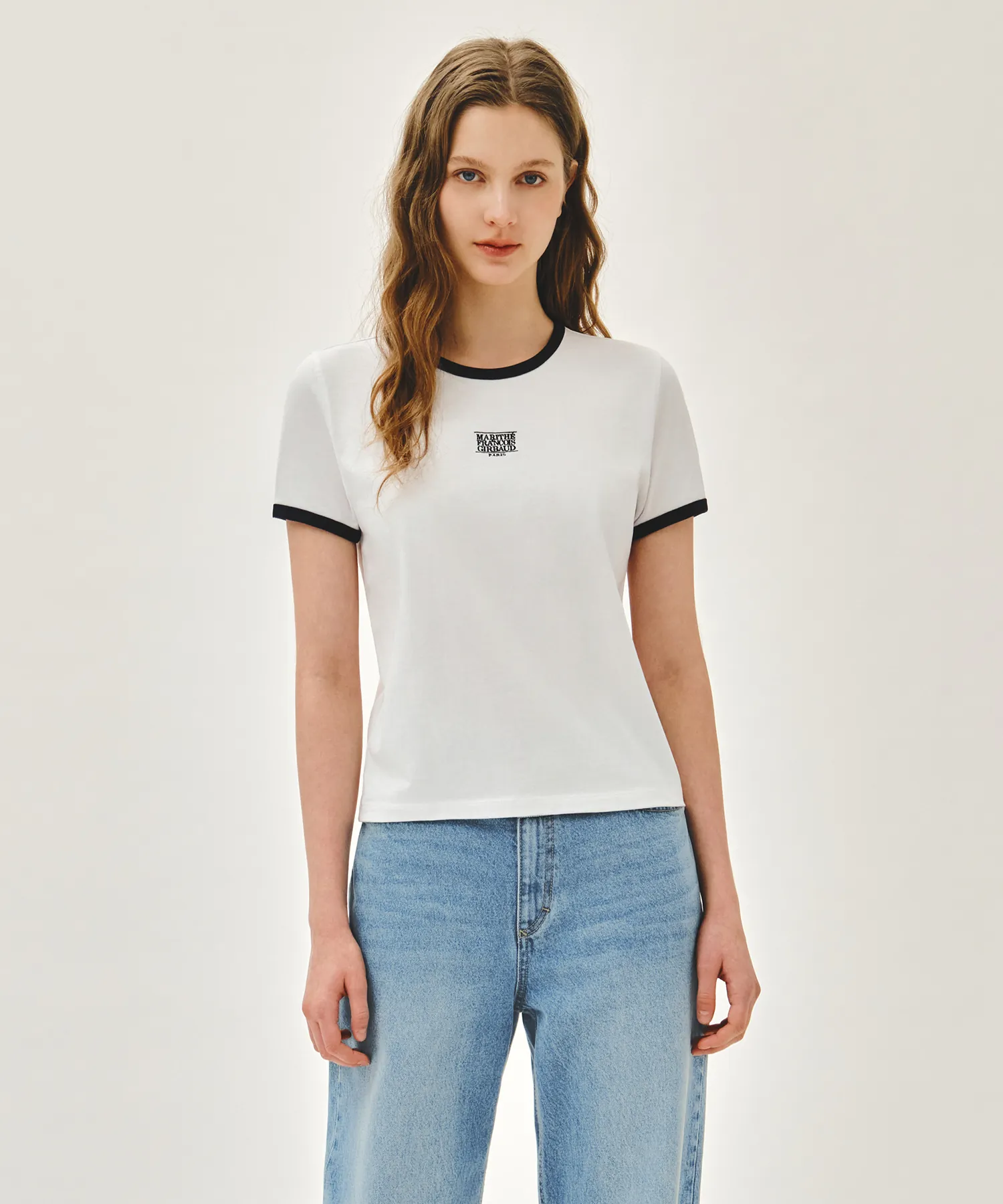 Áo Thun Nữ Marithe Classic Logo Ringer Tee Màu Trắng - Ảnh chi tiết 9