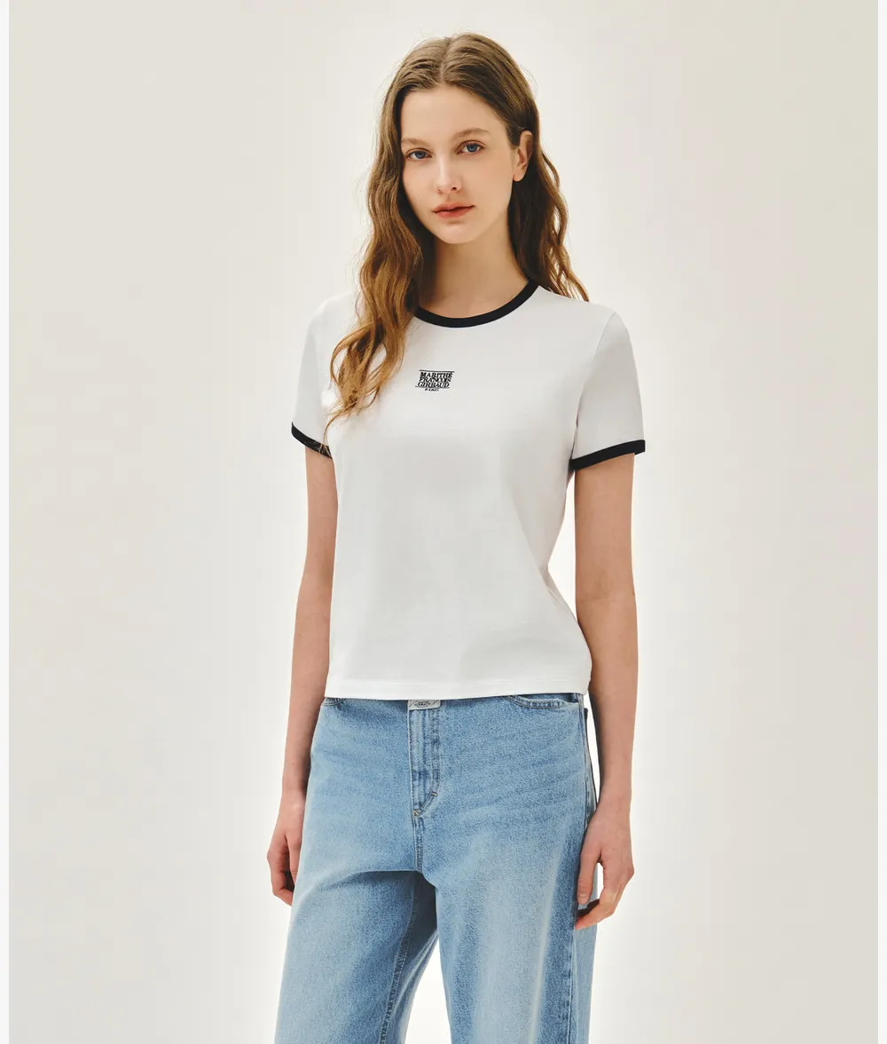 Áo Thun Nữ Marithe Classic Logo Ringer Tee Màu Trắng - Ảnh chi tiết 6
