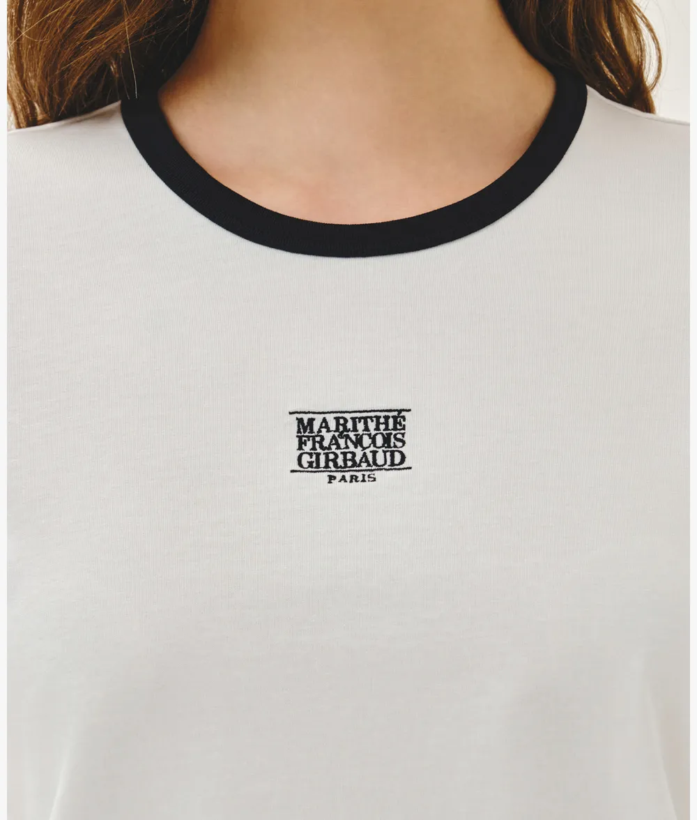 Áo Thun Nữ Marithe Classic Logo Ringer Tee Màu Trắng - Ảnh chi tiết 7