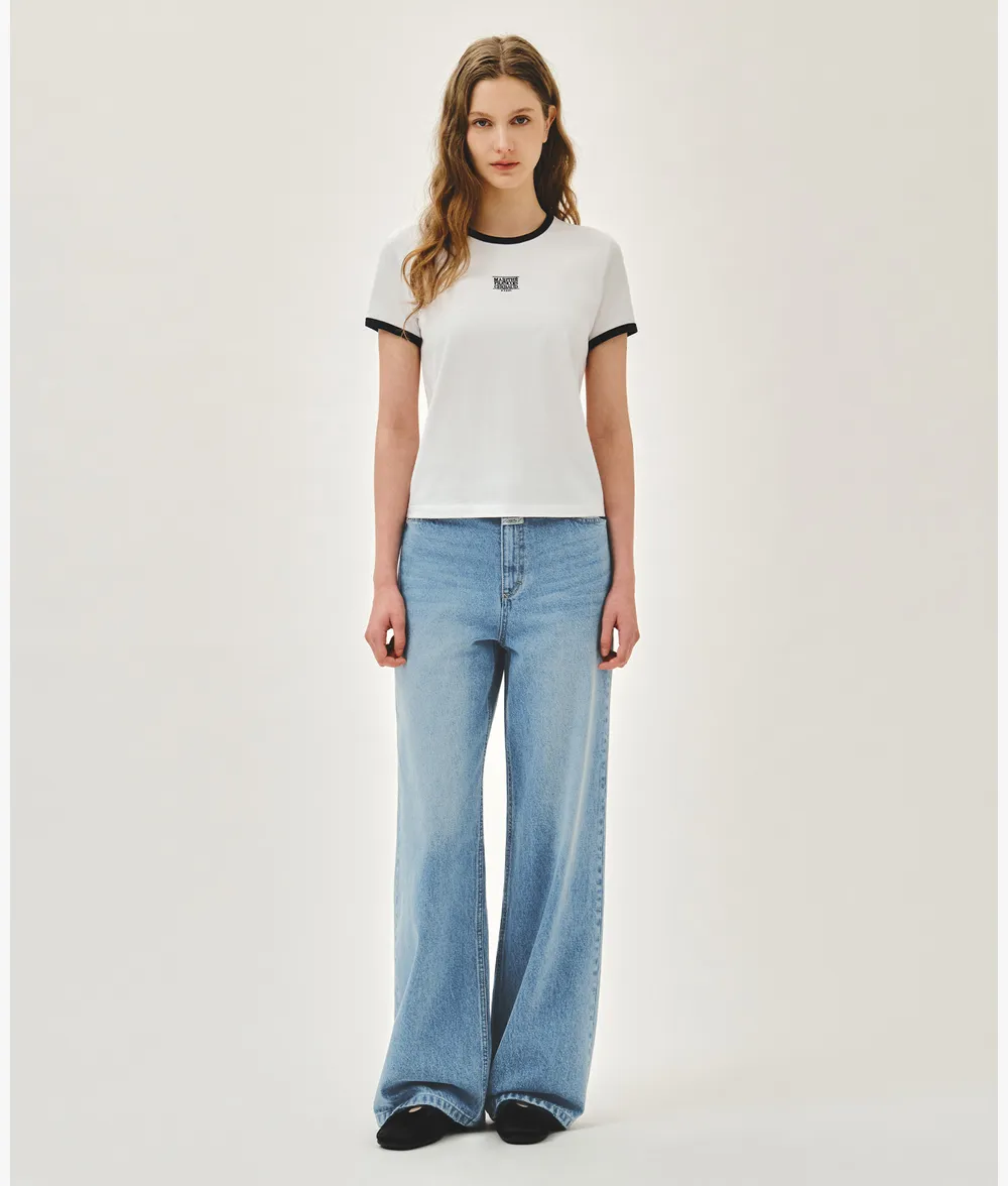 Áo Thun Nữ Marithe Classic Logo Ringer Tee Màu Trắng - Ảnh chi tiết 4