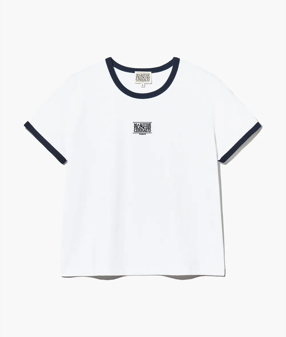 Áo Thun Nữ Marithe Classic Logo Ringer Tee Màu Trắng - Ảnh chi tiết 1