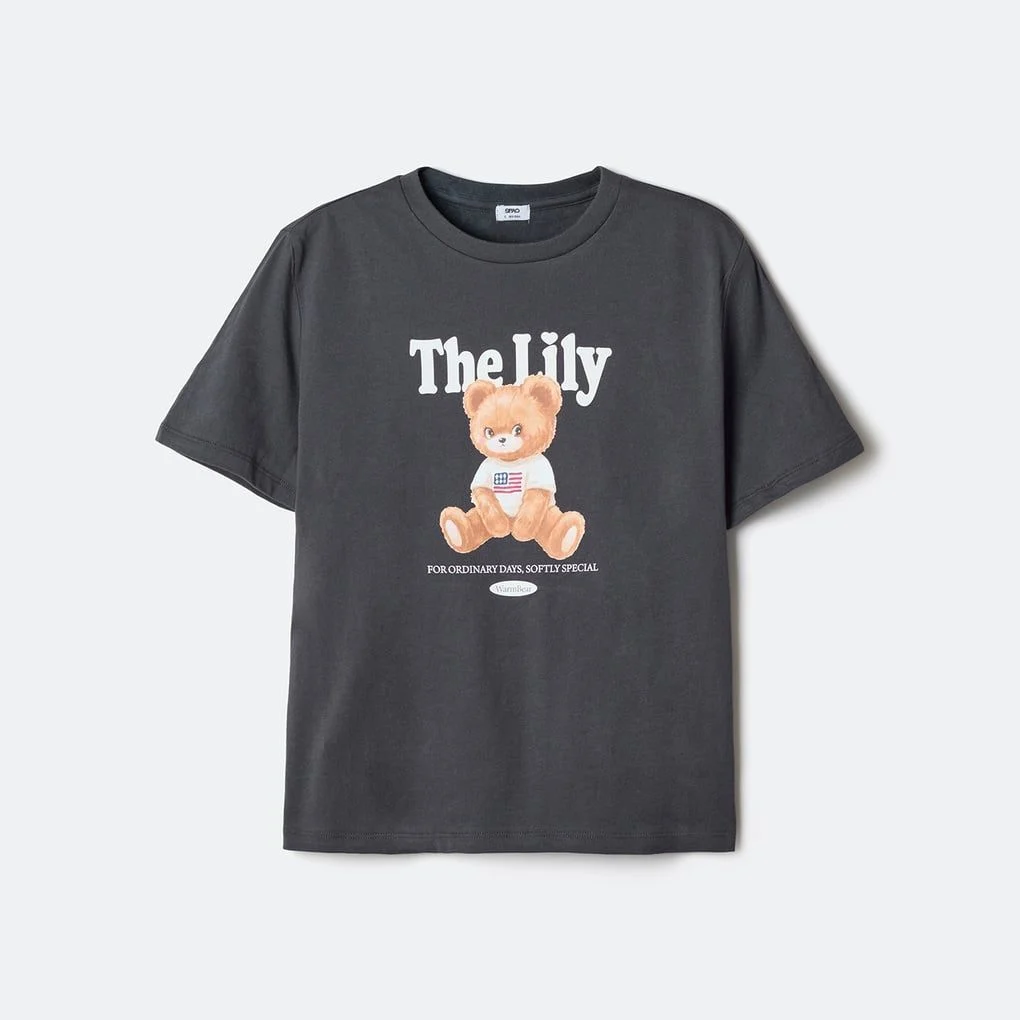 Áo Thun Nữ Spao The Lily Màu Than Chì - Ảnh chi tiết 1