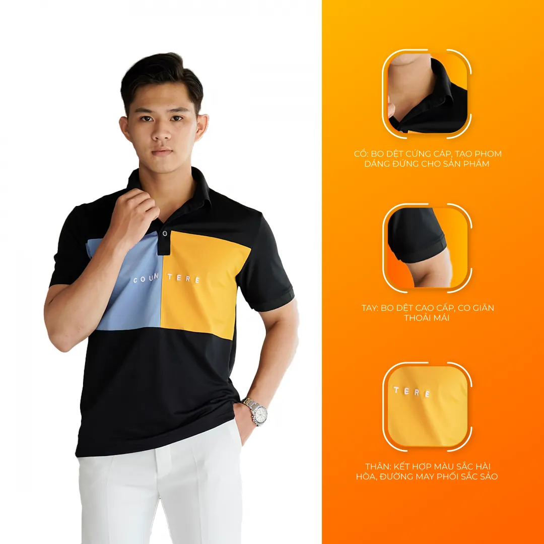 Áo Polo Nam Cổ Bẻ Macr Cour Cotton Form Regular Fit Màu Đen - Ảnh chi tiết 5