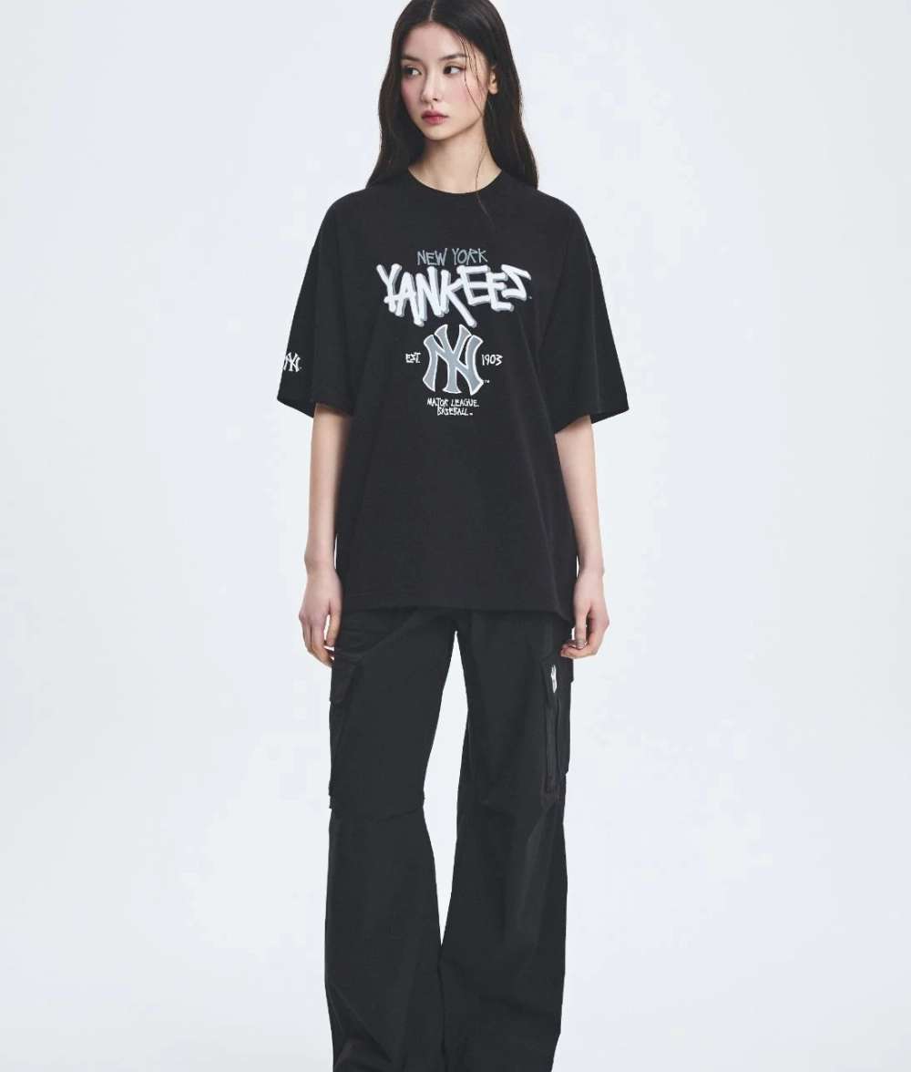 Áo Thun Unisex MLB Cổ Tròn Tay Ngắn Form Oversize Basic Street Big Logo - Ảnh chi tiết 7