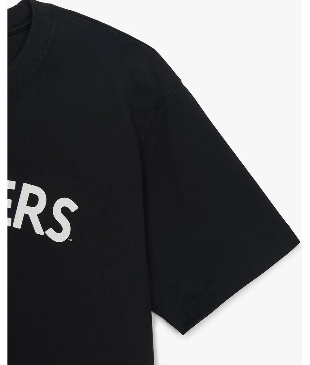 Áo Thun MLB LA Dodgers Lettering Logo Point Semi-Overfit Short-Sleeved Màu Đen - Ảnh chi tiết 3