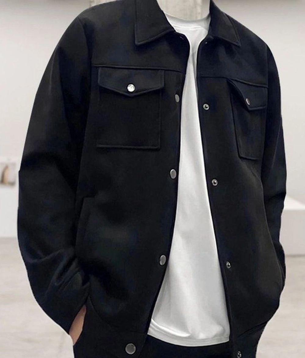 Áo Khoác Nhung Tăm Nam Form Rộng Style Hàn Quốc – Đen - Ảnh chi tiết 3