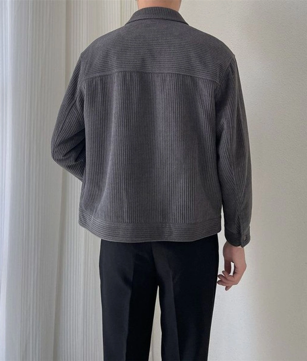 Áo Khoác Nhung Tăm Nam Form Rộng Style Hàn Quốc – Xám - Ảnh chi tiết 2