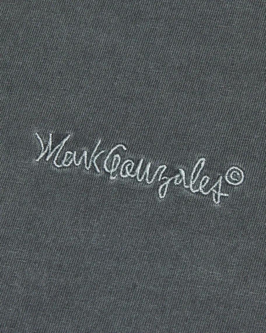 Áo Phông Markgon Logo Nhỏ Nhuộm Pigment Vintage - Dark Grey Form Rộng - Ảnh chi tiết 3