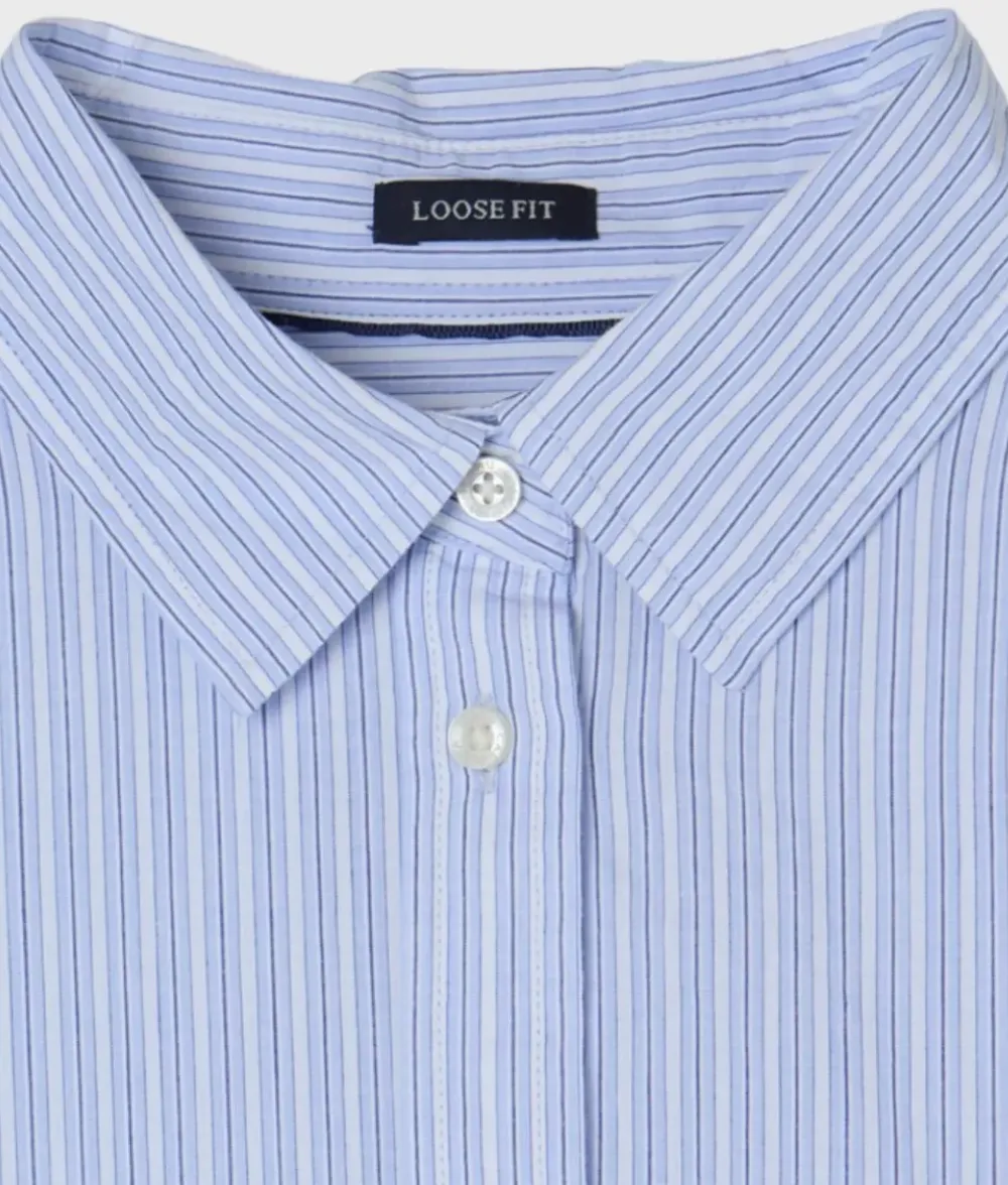 Áo Sơ Mi Nữ WHOAU Steve Loose Fit Striped Light Blue - Ảnh chi tiết 4