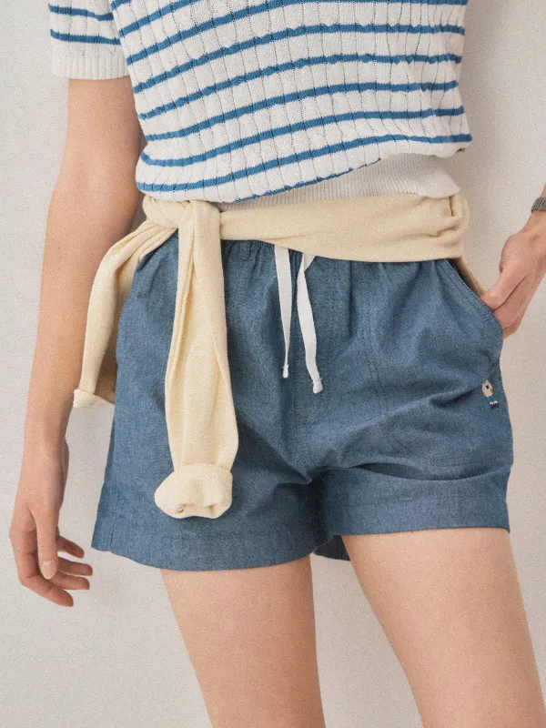 Quần Short Nữ WHOAU Steve Basic Shorts Màu Xanh Nhạt - Ảnh chi tiết 2