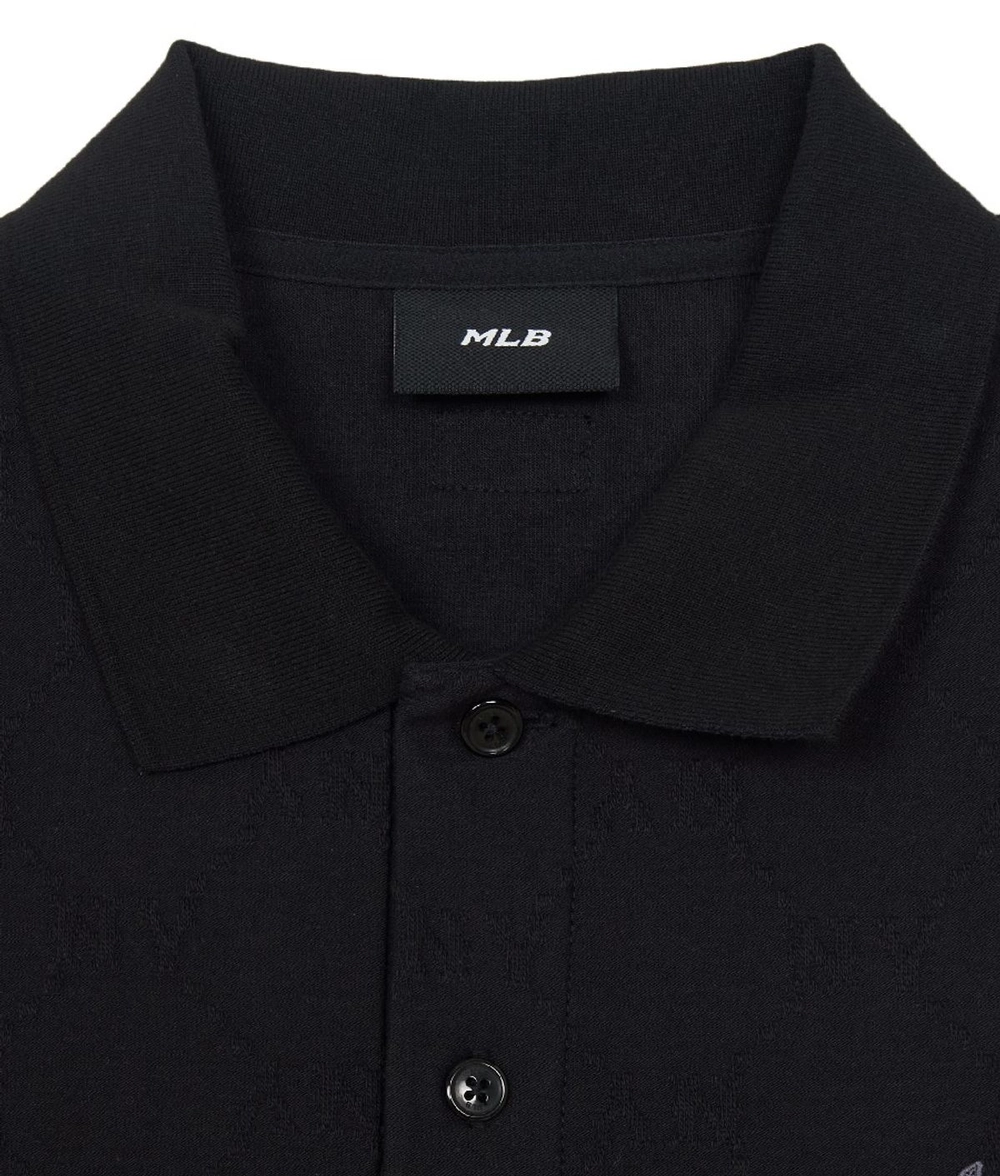 Áo Polo MLB New York Yankees Diamond Monogram Jacquard Form Regular Fit Màu Đen - Ảnh chi tiết 6
