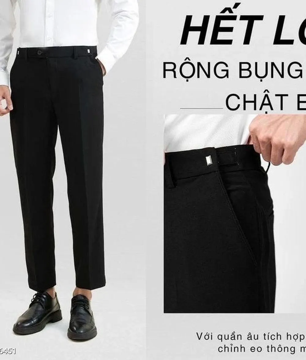 Quần Âu Nam Chỉnh Cạp Vải Cotton Cao Cấp Form Slimfit Trẻ Trung Màu Đen - Ảnh chi tiết 8